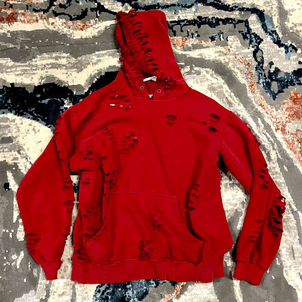 Emma & Sam Distressed Hoodie Size XS Red Made in USA